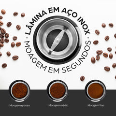 Moedor de Café WAP AROMA WMC200 Duas Lâminas em Inox 127V