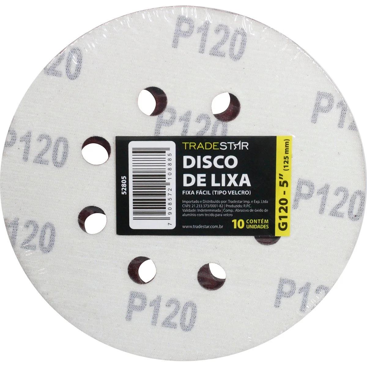 Disco Lixa 125 mm G120 Alvenaria com Fixador Tradestar