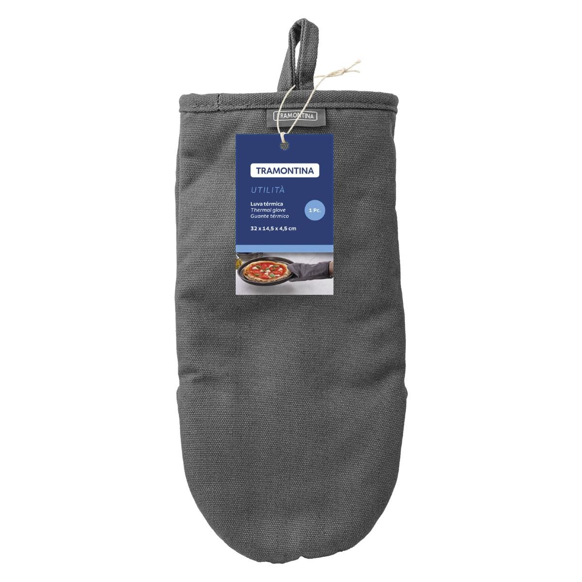 Luva Térmica Tramontina Utilita Silicone Resistente 220°C Poliéster Algodão Antiderrapante Cinza