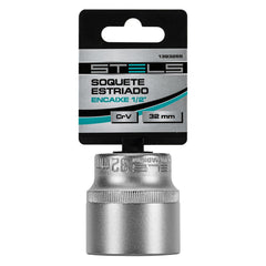 Soquete Estriado 1/2'' Cromo Vanádio Com Clips Plástico 32mm Durável