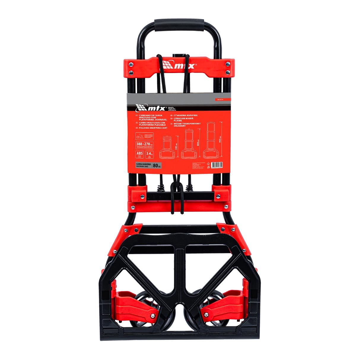 Carrinho de Carga Dobrável Multiuso 80kg Plataforma 388x270mm 2 Rodas Dobrável MTX - Guimepa