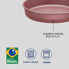 Jogo De Assadeiras Tramontina Brasil 02 Peças Alumínio Starflon Max Rosa