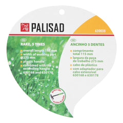 Ancinho Rastelo 5 Dentes Palisad 110x280mm Cabo Emborrachado 275mm 0.203kg Jardim Horta