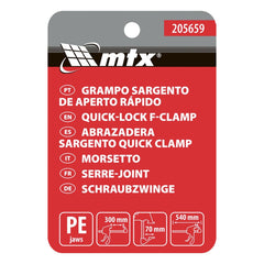 Grampo Sargento Plástico 300x70x540mm 1PC MTX 205659 Aperto Rápido Carpintaria