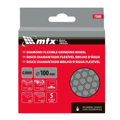Disco Lixa Diamantada Flexível 100mm 5pc MTX Desbaste a Seco Grão 3000 Resistente e Durável