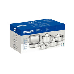 Jogo De Panelas Tramontina Solar Aço Inox Fundo Triplo 6 Peças Indução