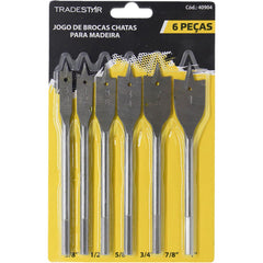 Jogo Broca Chatas Madeira 3/8'' - 1'' 6 Peças Tradestar