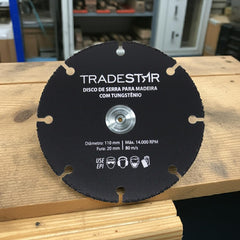 Disco Tungstenio 110 mm para Madeira Furo 20 mm Tradestar