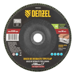 Disco de Desbaste Tipo Flap Carboneto de Silício Grão 24 180 x 22,2 mm Denzel 7407255 Alta Performance