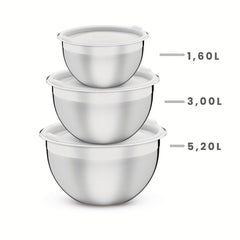Jogo De Potes Em Aço Inox 3 Peças Com Tampa Plástica Tramontina Cucina