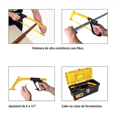 Arco de Serra 12'' Regulável 6-12'' Injetado Polímero Reforçado Cor Preto Durável Tramontina MASTER