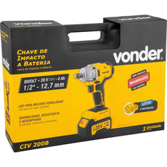 Chave De Impacto 1/2'' 20V Bivolt 4Ah 300Nm 450Nm LED Vonder Civ200B