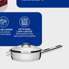Frigideira Aço Inox 28 cm 4,8 L Fundo Triplo Com Tampa E Alça Solar Tramontina