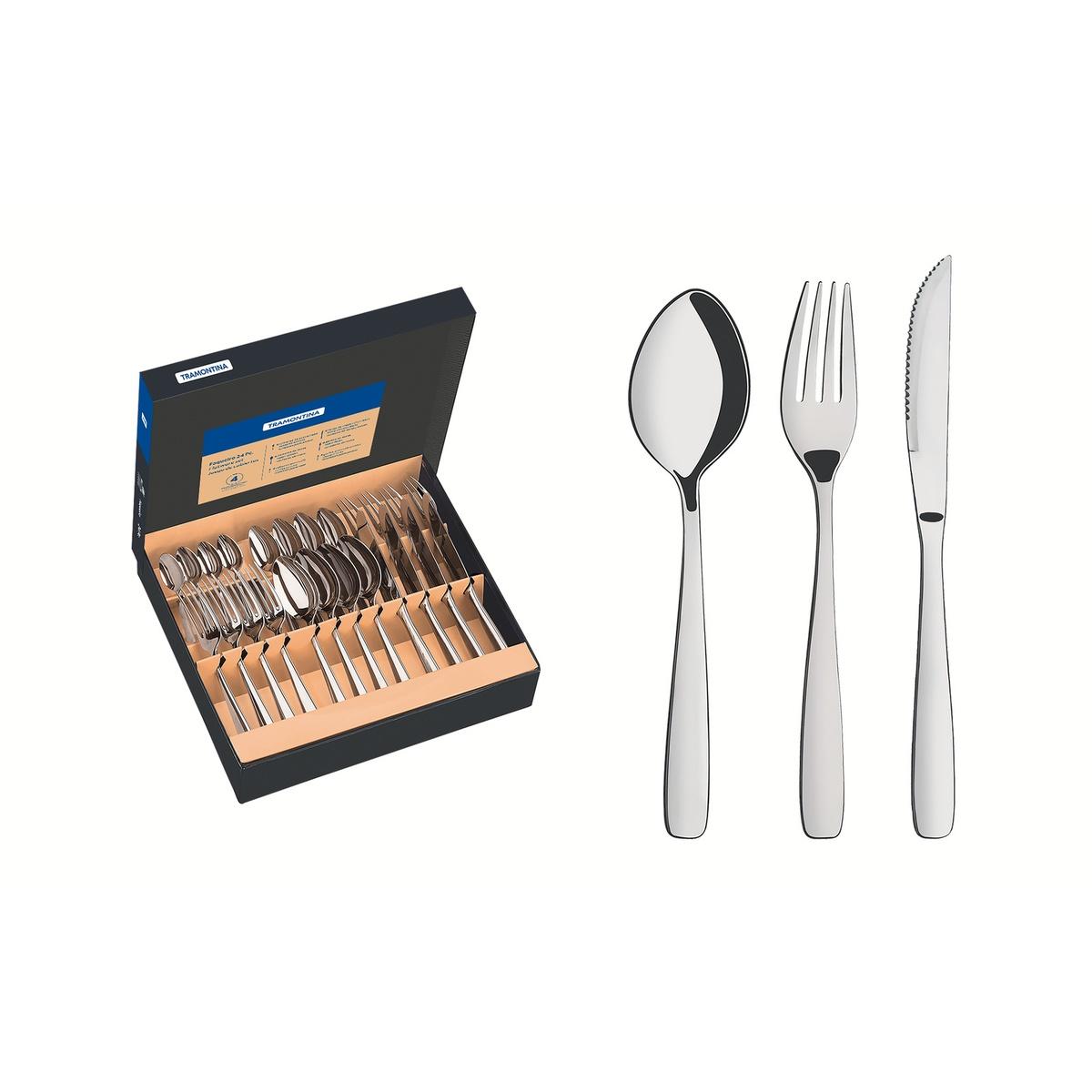 Faqueiro Tramontina Amazonas Aço Inox 24 Peças Facas Churrasco Acabamento Brilho Para 4 Pessoas