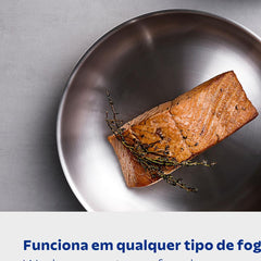 Frigideira Tramontina Grano Baquelite Aço Inox Corpo Triplo 26 cm 2,2 L Compatível Com Indução