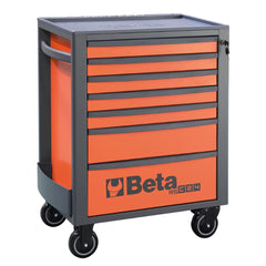 Carrinho para Ferramentas 800KG Laranja e Cinza 7 Gavetas Tampo de Madeira Fechadura RSC24/7-O Beta
