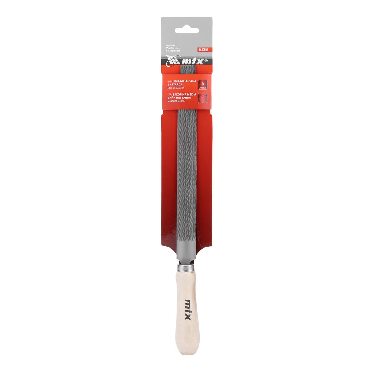 Lima Meia Cana Bastarda 200mm 8'' MTX Corte Eficiente com Cabo de Madeira