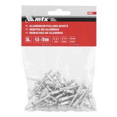 Rebite Repuxo 4,8 x 10mm 50 Unidades MTX Aço Galvanizado Resistente Corrosão