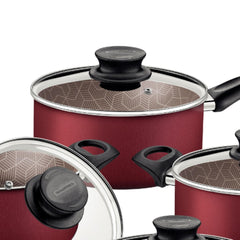 Panela Tramontina Paris Antiaderente Starflon Max Vermelha Com Tampa De Vidro E Alumínio