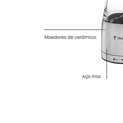 Moedor De Sal E Pimenta Tramontina Realce 150g Acrílico E Inox Moinho Cerâmica