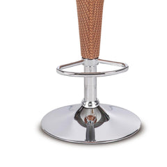 Banqueta Bar Rattan Base Aço Cromado Encosto Alto Kala