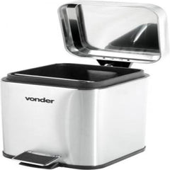 Lixeira Retangular 3 Litros Inox Cinza Vonder