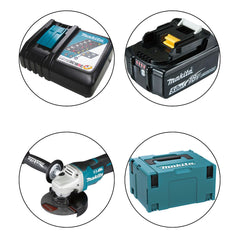Esmerilhadeira Angular 125Mm Sem Fio 18V Com 2 Baterias Carregador Maleta Motor BL DGA513RTJ Makita