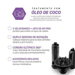 Escova Rotativa Beauty Shine PEC07R 1100W Philco Seca Modela Alisa Com Acessórios 220V