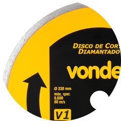 Disco de Corte Diamantado 230mm V1 Furo 22,2mm Vonder