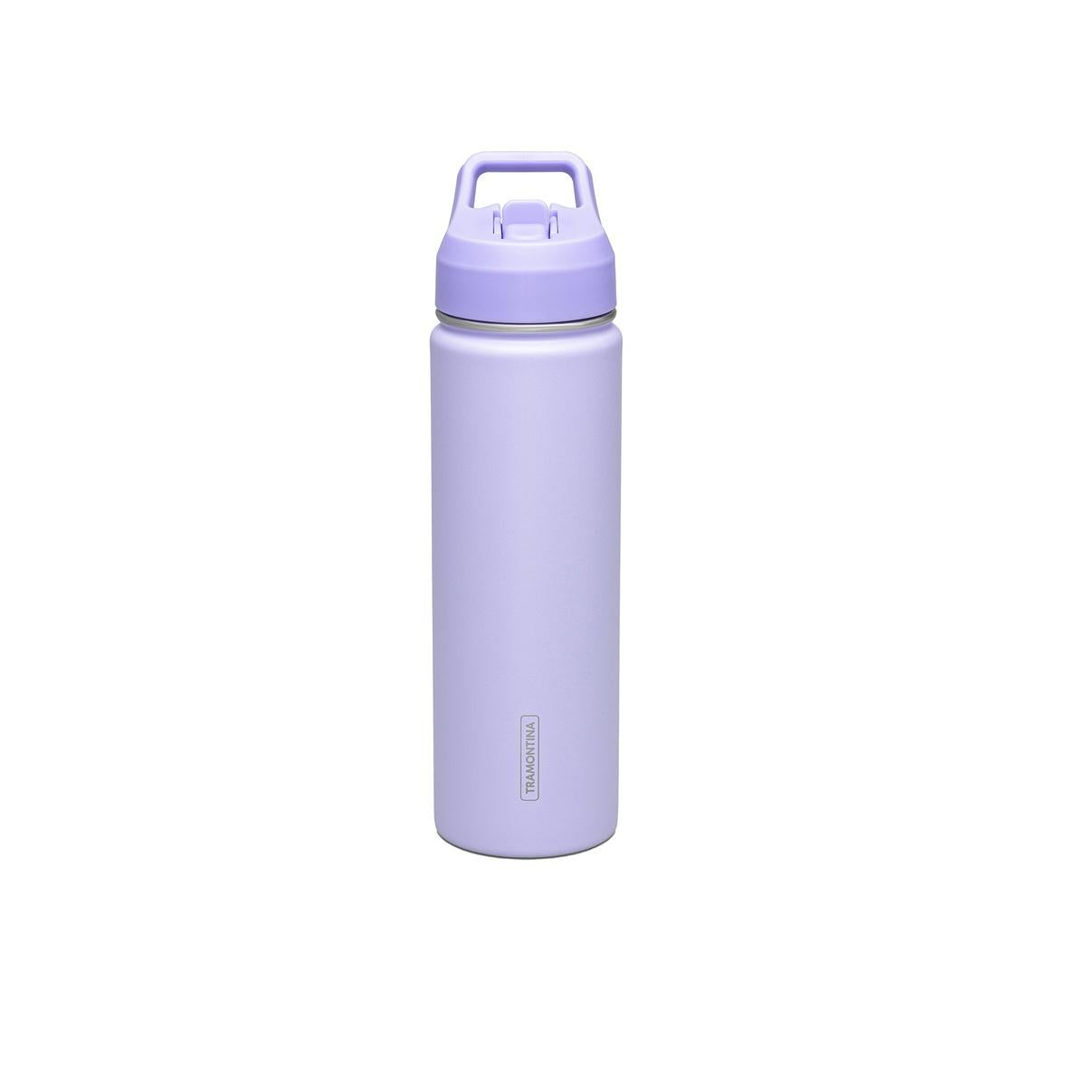 Garrafa Térmica Tramontina 650 Ml Aço Revestido Lilás Com Canudo E Parede Dupla