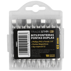 Bits Ponteira Dupla 65mm Ph2 1/4" Philips Fenda Pro Tradestar