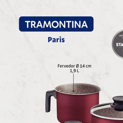 Jogo De Panelas 5 Peças Tramontina Paris Alumínio Vermelho Starflon Max Antiaderente