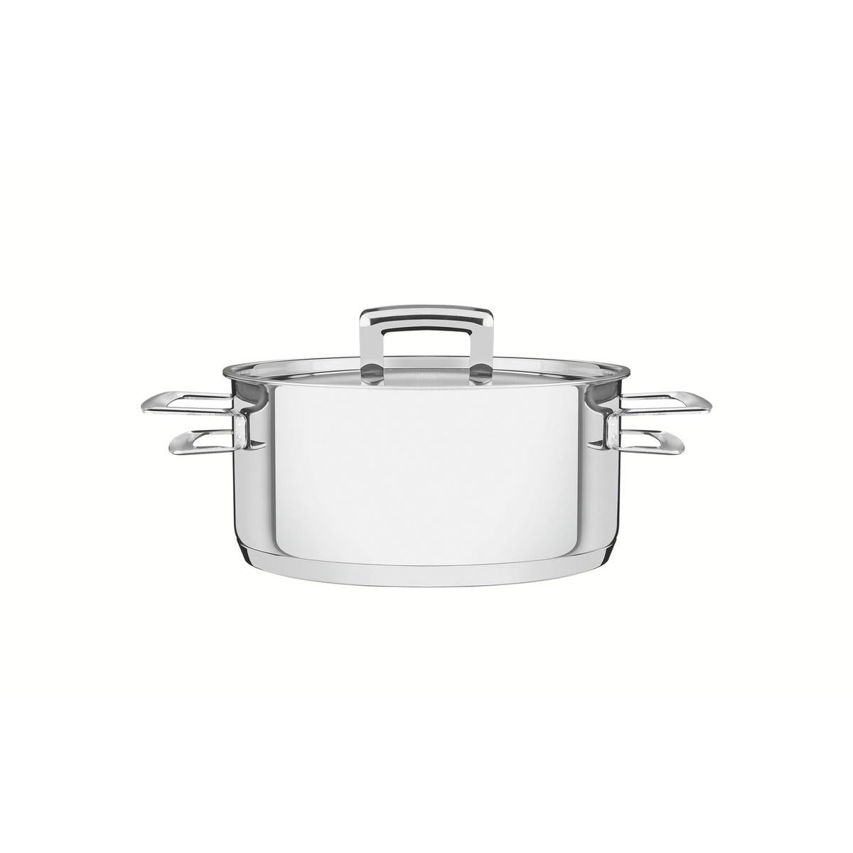 Caçarola Tramontina Brava Rasa Aço Inox Fundo Triplo 20 Cm 2,9 L Tampa Plana Indução Forno 260°C