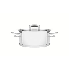 Caçarola Tramontina Brava Rasa Aço Inox Fundo Triplo 20 Cm 2,9 L Tampa Plana Indução Forno 260°C