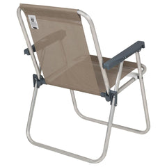 Cadeira de Praia Alta Lazy em Alumínio Bege Bel Dobrável Suporta até 110kg