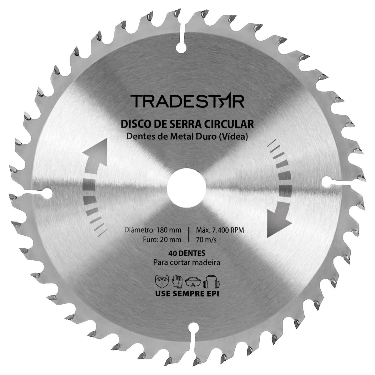 Serra Circular Videa 180 x 20 mm 40D Tradestar