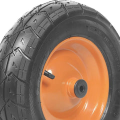Pneu Com Câmara 3.5/8'' Roda Metálica Tramontina Para Carrinho De Mão Com Bucha Plástica