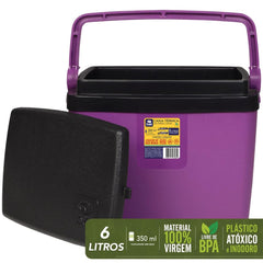 Caixa Térmica 6L Açaí e Preta Bel Com Trava de Segurança e Alça Ergonômica Livre de BPA