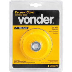 Escova Copo 4'' Rosca M14 8500Rpm Aço Inox Torcido Vonder