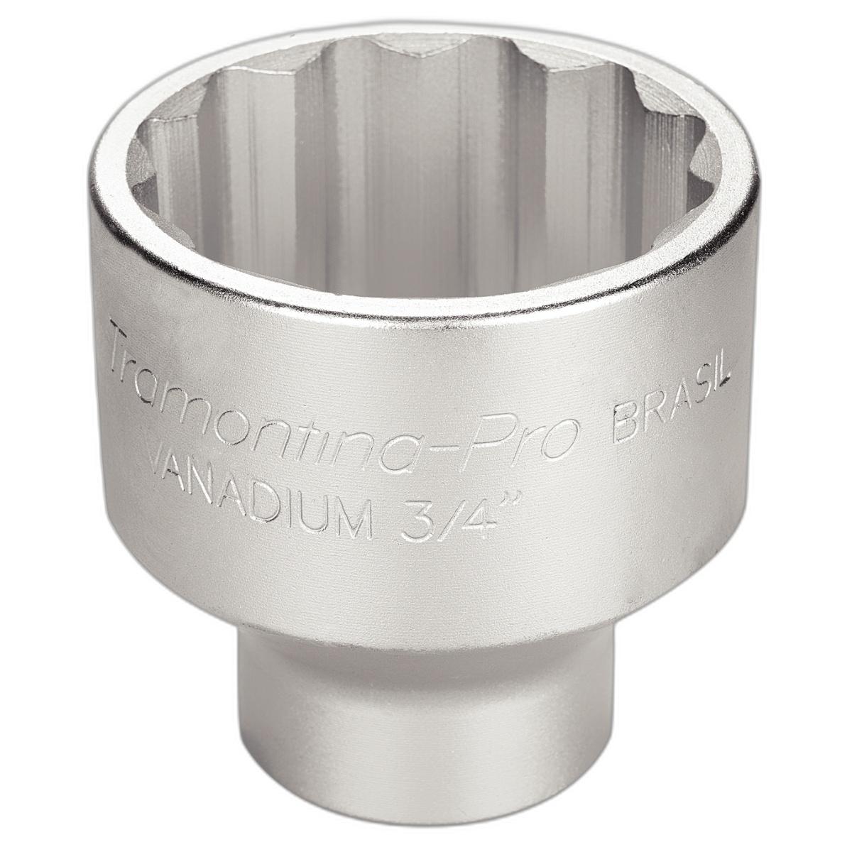 Soquete Estriado 60mm 3/4'' Aço Cromo Vanádio Hyper Drive Chrome Norma DIN 3124 Forjado Tramontina Pro