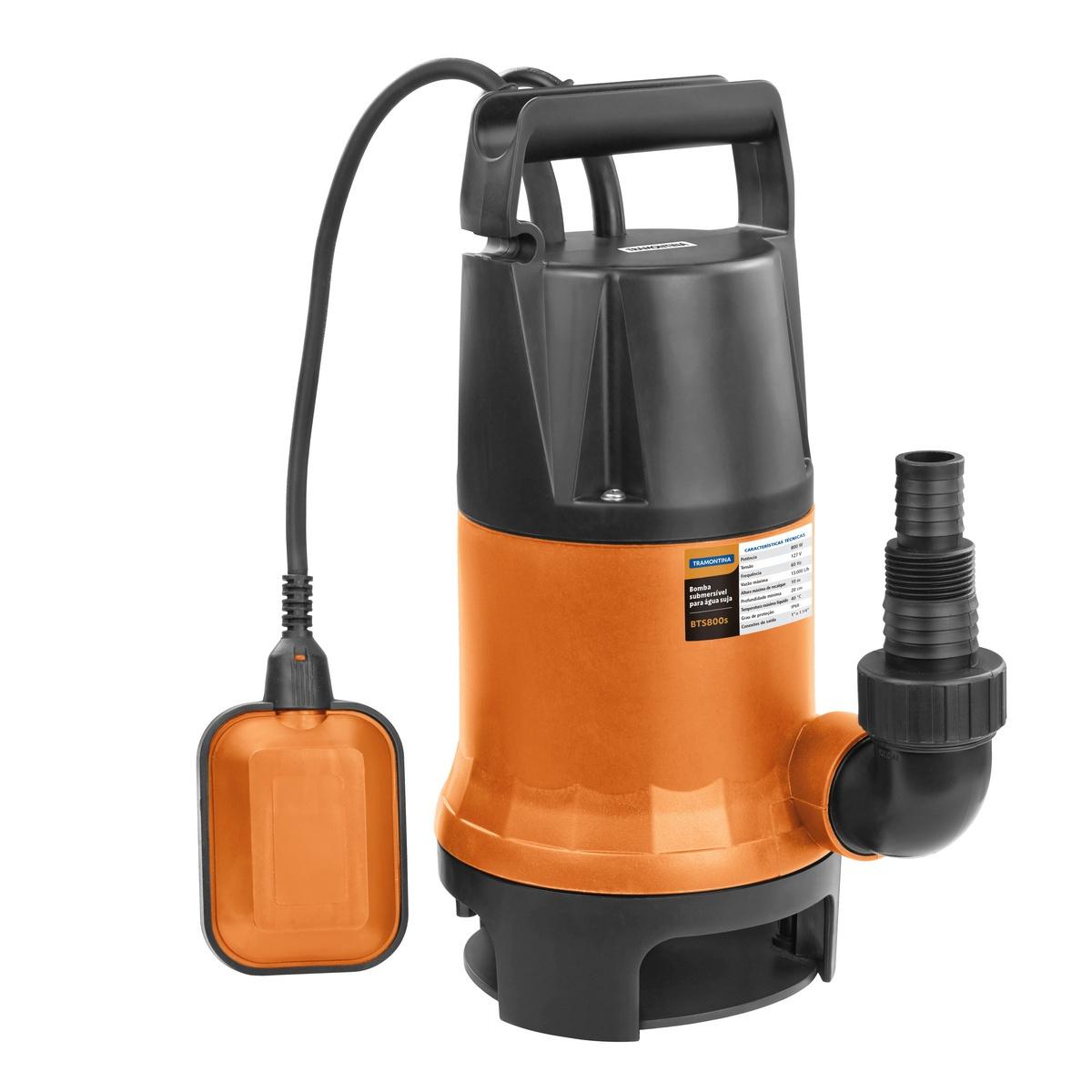 Bomba D'água Submersível para Água Suja 800W 127V 13000L/h Tramontina BTS800s com Boia