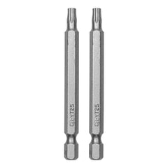 Bits Torx T25 Cromo Vanádio 75mm 2pcs MTX 1166055 Haste 1/4'' Resistente Durável