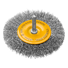 Escova Circular Polimento Inox 100mm Haste 1/4 (6mm) Fios 0,3mm Remoção Rebarbas