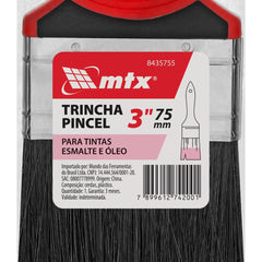 Trincha Pincel 3'' Tintas Esmalte Óleo Cerdas Pretas Cabo 2 Componentes 1PC MTX Profissional