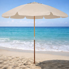 Guarda-Sol Praia Jardim Varanda Haste Madeira 2,20m Bege Bel Guarapari