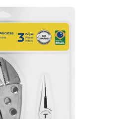 Kit 10'' Alicate Pressão 8'' Universal 6'' Bico Meia Cana 3 Peças Tramontina MASTER