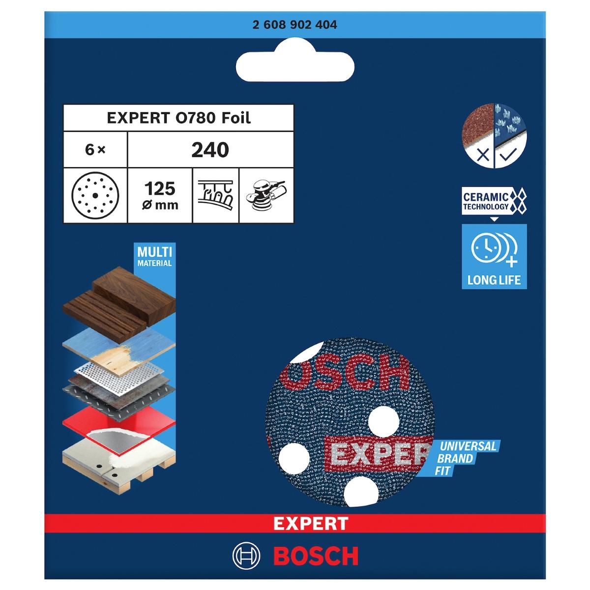 Jogo De Disco De Lixa Bosch Expert O780 125mm G240 C/ 6 Un