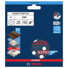 Jogo De Disco De Lixa Bosch Expert O780 125mm G240 C/ 6 Un