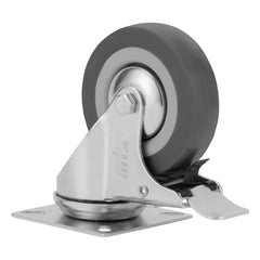 Rodízio Borracha Cinza Giratório Com Freio 3Pol 75mm 45kg MTX 6872055