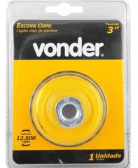 Escova copo torcida 3" rosca m14 polido 12500rpm Vonder